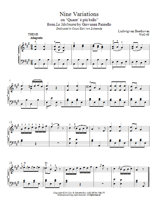 Learn to play Ludwig Van Beethoven Nine Variations On Ludwig Van Beethoven Nine Variations On