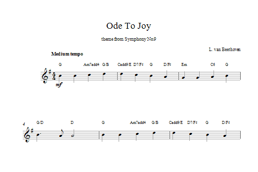 Ludwig Van Beethoven Ode To Joy Sheet Music PDF Notes Chords 
