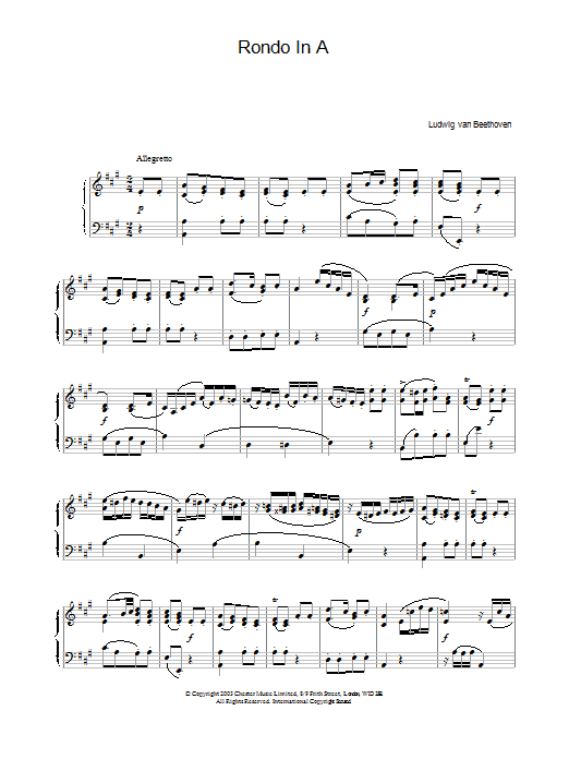 Learn to play Ludwig van Beethoven Rondo In A sheet music for Piano Solo in minutes. Ludwig van Beethoven Rondo In A sheet music notes and chords