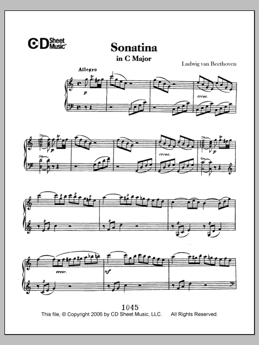 Learn to play Ludwig van Beethoven Sonatina in D Major sheet music for Piano Solo in minutes. Price: 6.9900$ Ludwig van Beethoven Sonatina in D Major sheet music notes and chords arranged for Piano Solo