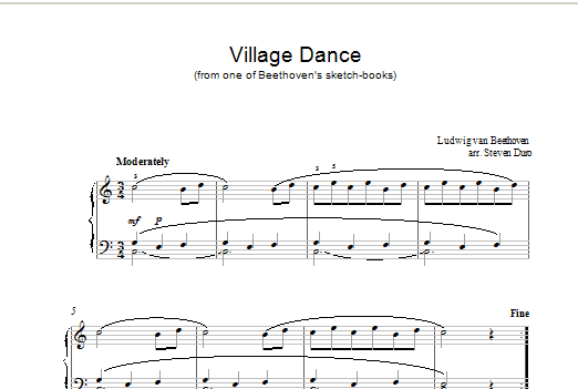 Ludwig van Beethoven Village Dance sheet music notes and chords. Download Printable PDF.