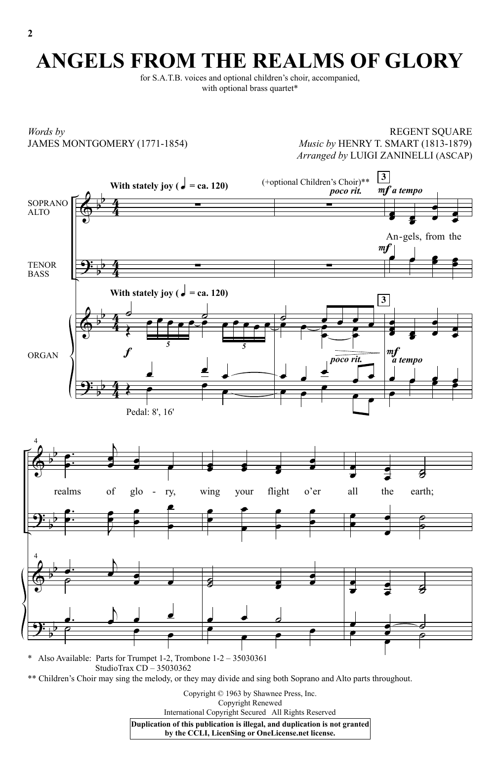Learn to play Henry T. Smart Angels From The Realms Of Glory (arr. Luigi Zaninelli) sheet music for SATB Choir in minutes. Price: 3.9900$ Henry T. Smart Angels From The Realms Of Glory (arr. Luigi Zaninelli) sheet music notes and chords arranged for SATB Choir