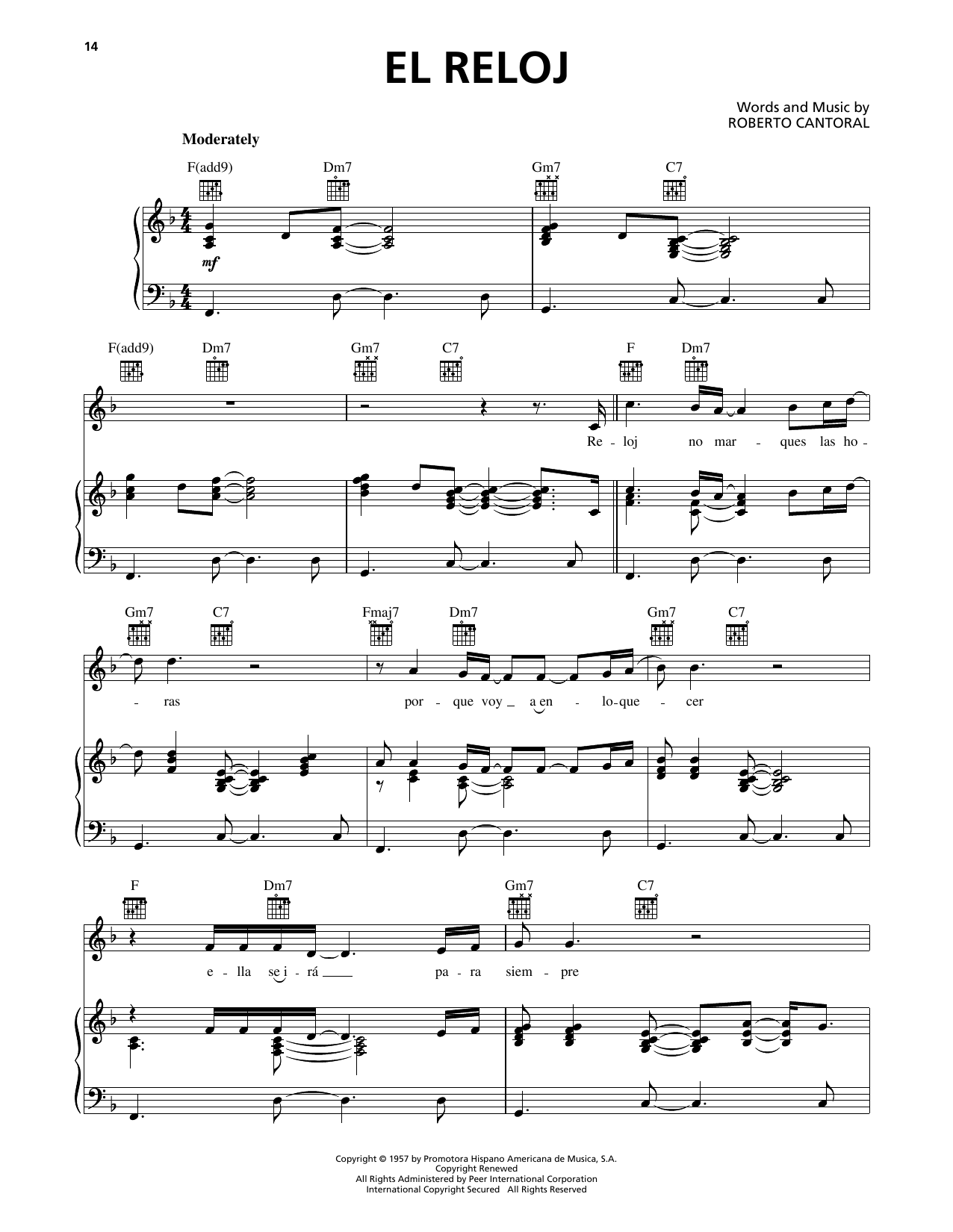 Luis Miguel El Reloj sheet music notes and chords. Download Printable PDF.