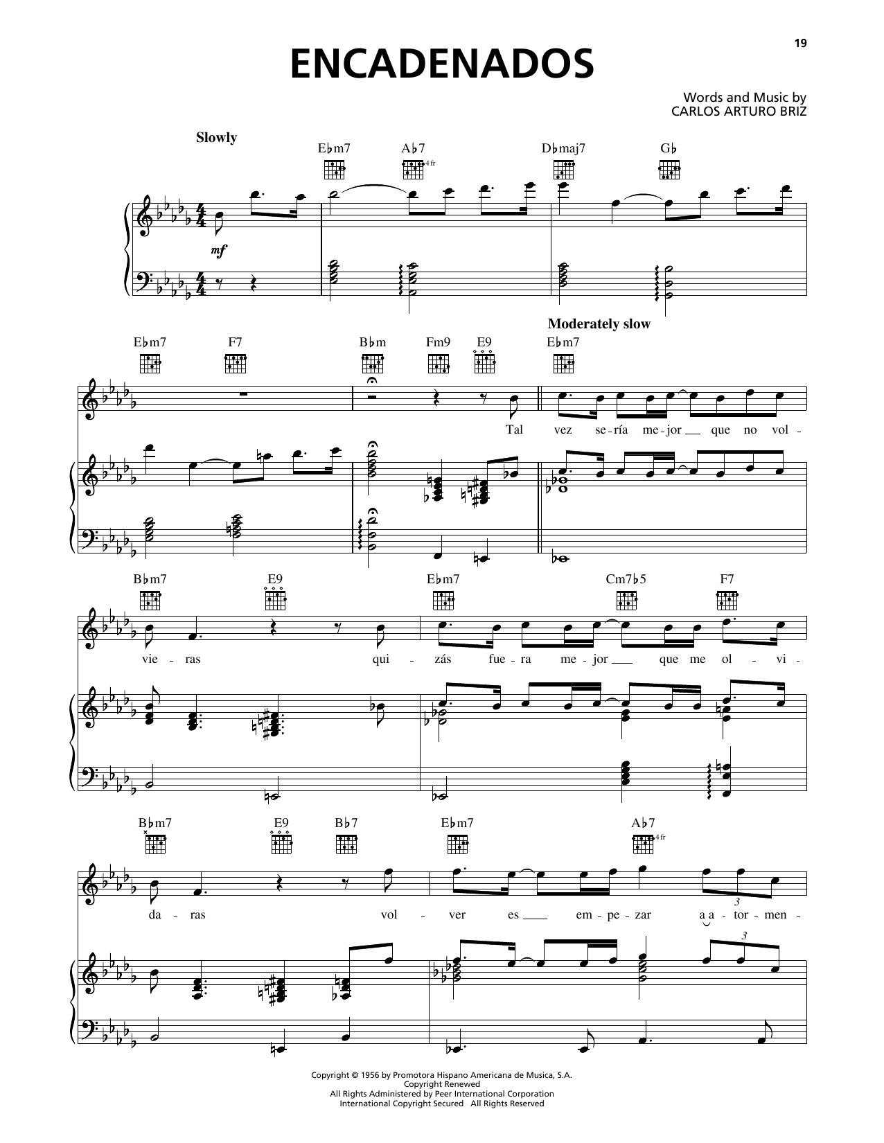 Luis Miguel Encadenados sheet music notes and chords. Download Printable PDF.