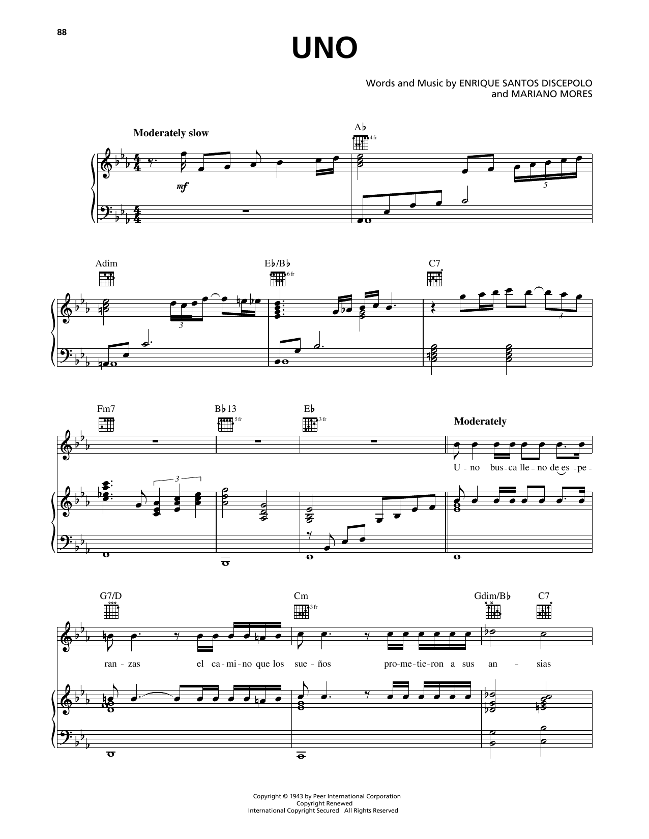 Luis Miguel Uno sheet music notes and chords. Download Printable PDF.