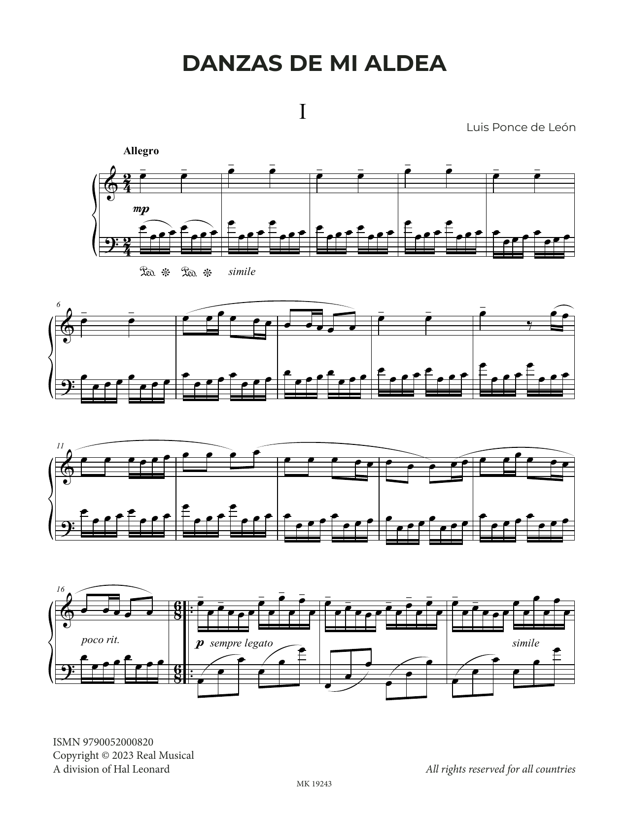 Learn to play Luis Ponce de León Danzas de Mi Aldea sheet music for Piano Solo in minutes. Price: 6.9900$ Luis Ponce de León Danzas de Mi Aldea sheet music notes and chords arranged for Piano Solo