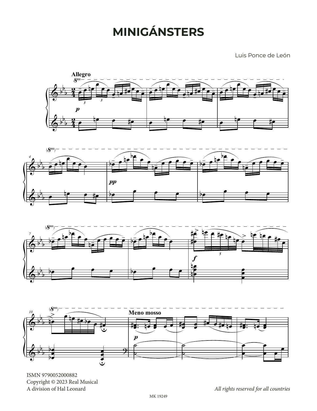 Luis Ponce de León Minigánsters sheet music notes and chords. Download Printable PDF.