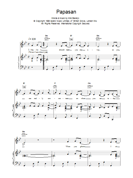 Lush Papasan sheet music notes and chords. Download Printable PDF.