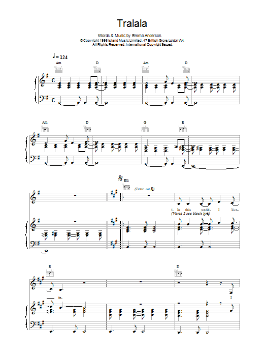 Lush Tralala sheet music notes and chords. Download Printable PDF.