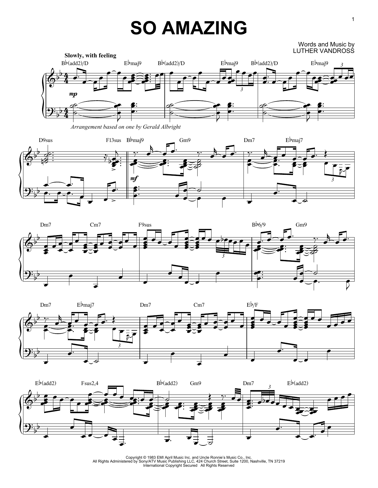 Luther Vandross 'So Amazing' Sheet Music, Chords & Lyrics | Download