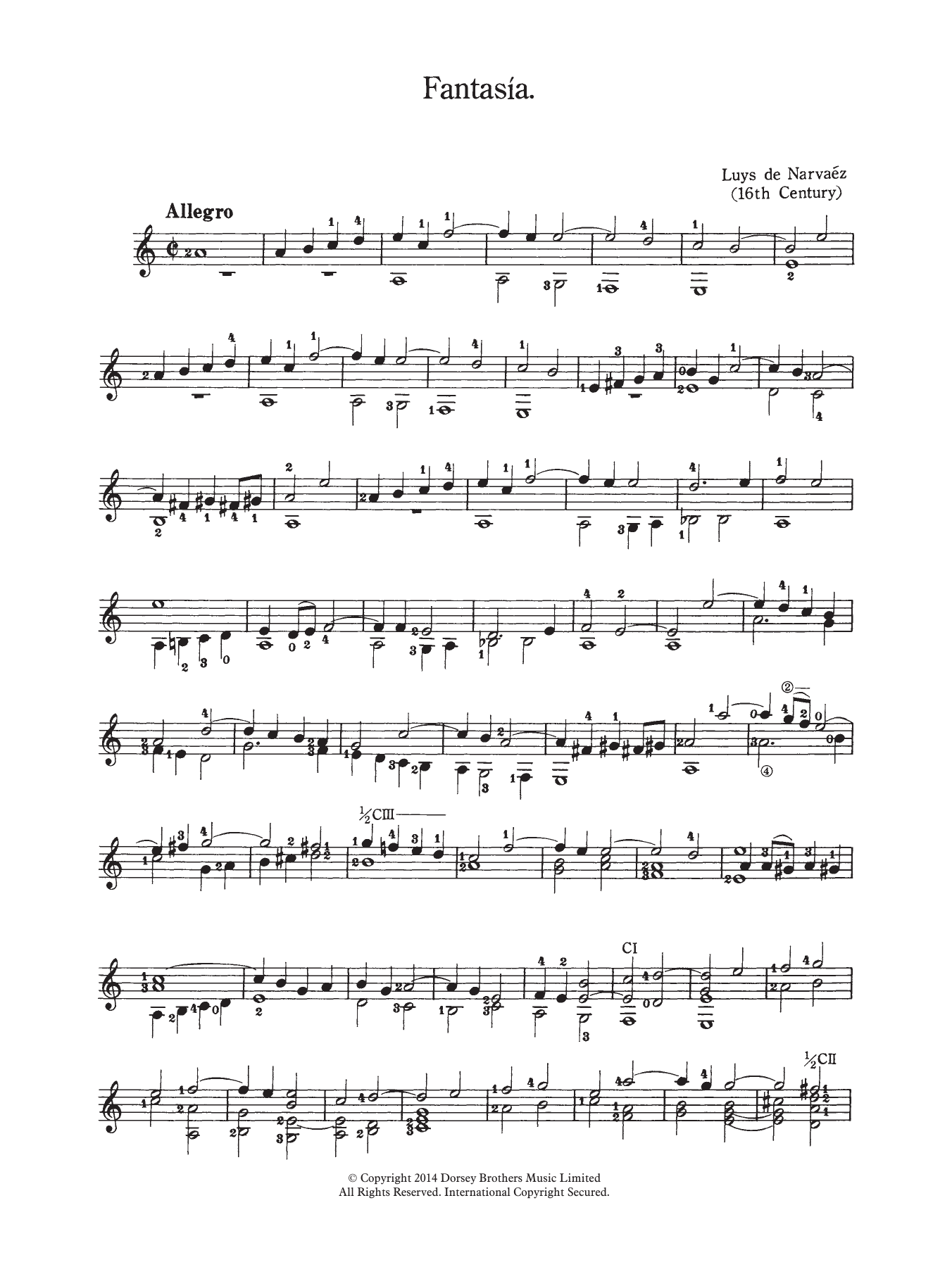 Luys de Narvaez Fantasia sheet music notes and chords. Download Printable PDF.