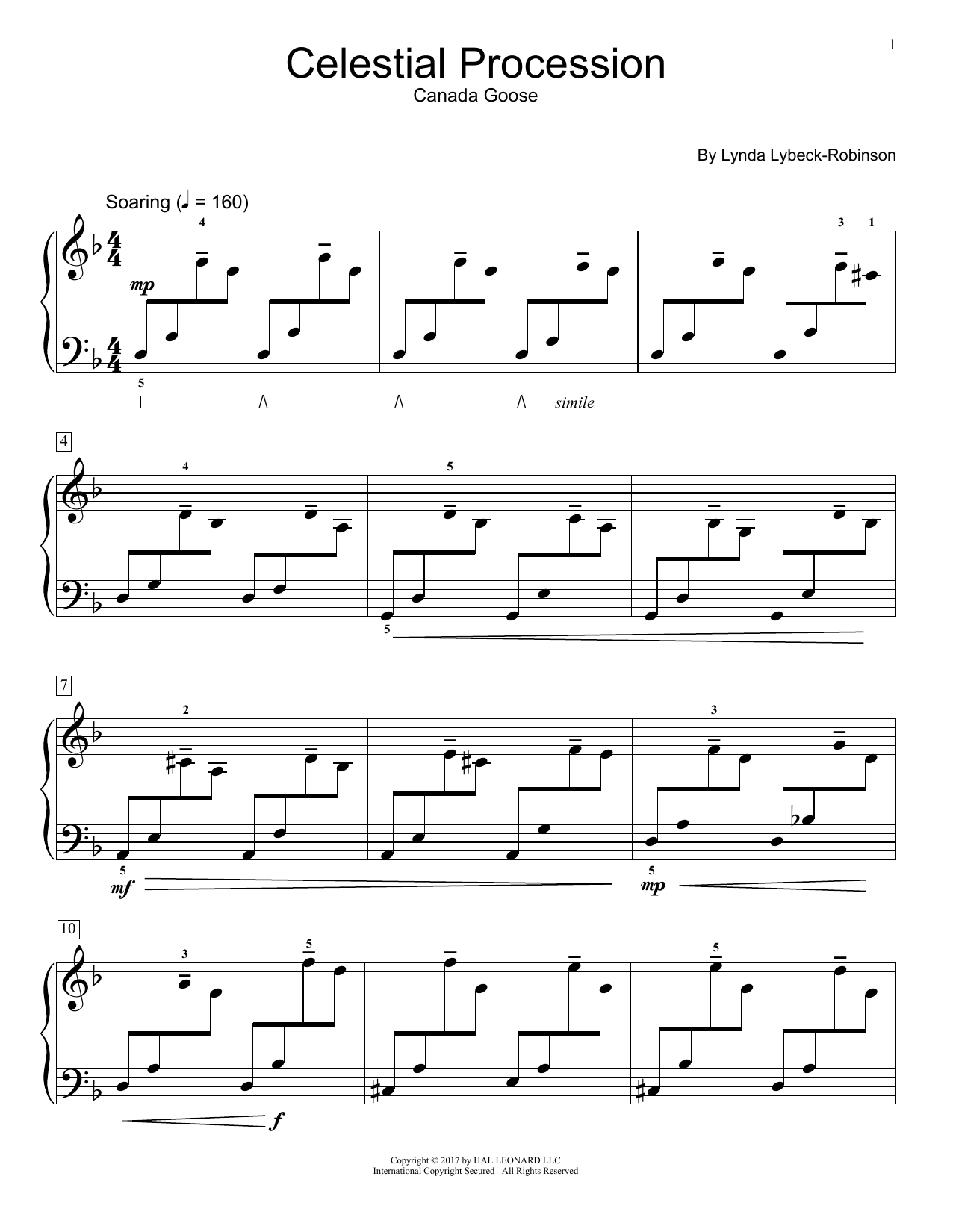 Lynda Lybeck-Robinson Celestial Procession sheet music notes and chords. Download Printable PDF.