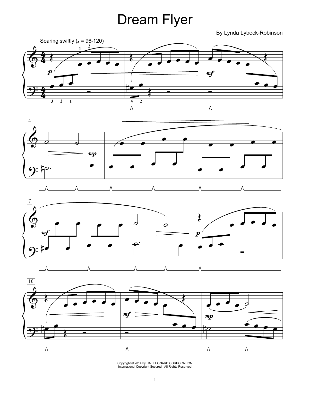 Lynda Lybeck-Robinson Dream Flyer sheet music notes and chords. Download Printable PDF.