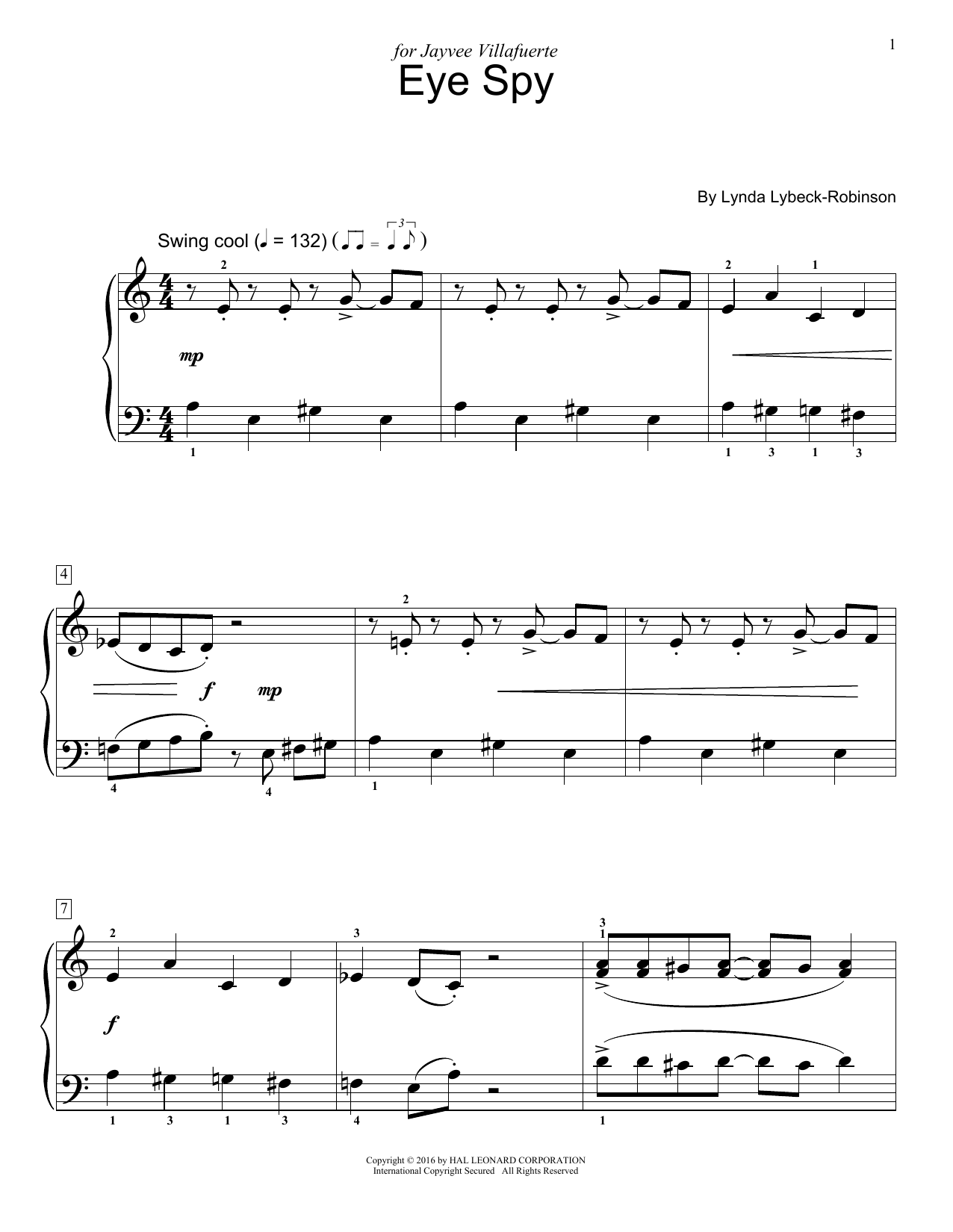 Lynda Lybeck-Robinson Eye Spy sheet music notes and chords. Download Printable PDF.