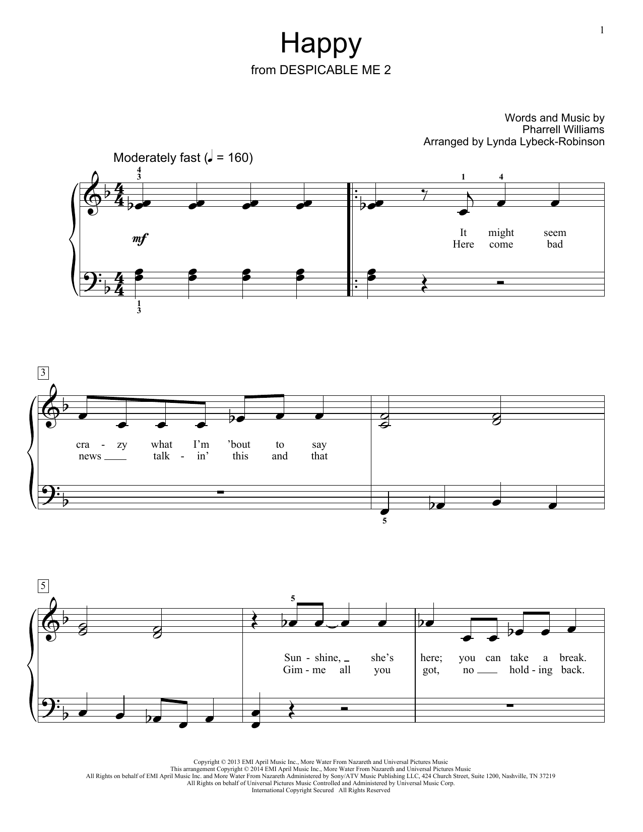 Lynda Lybeck-Robinson Happy sheet music notes and chords. Download Printable PDF.