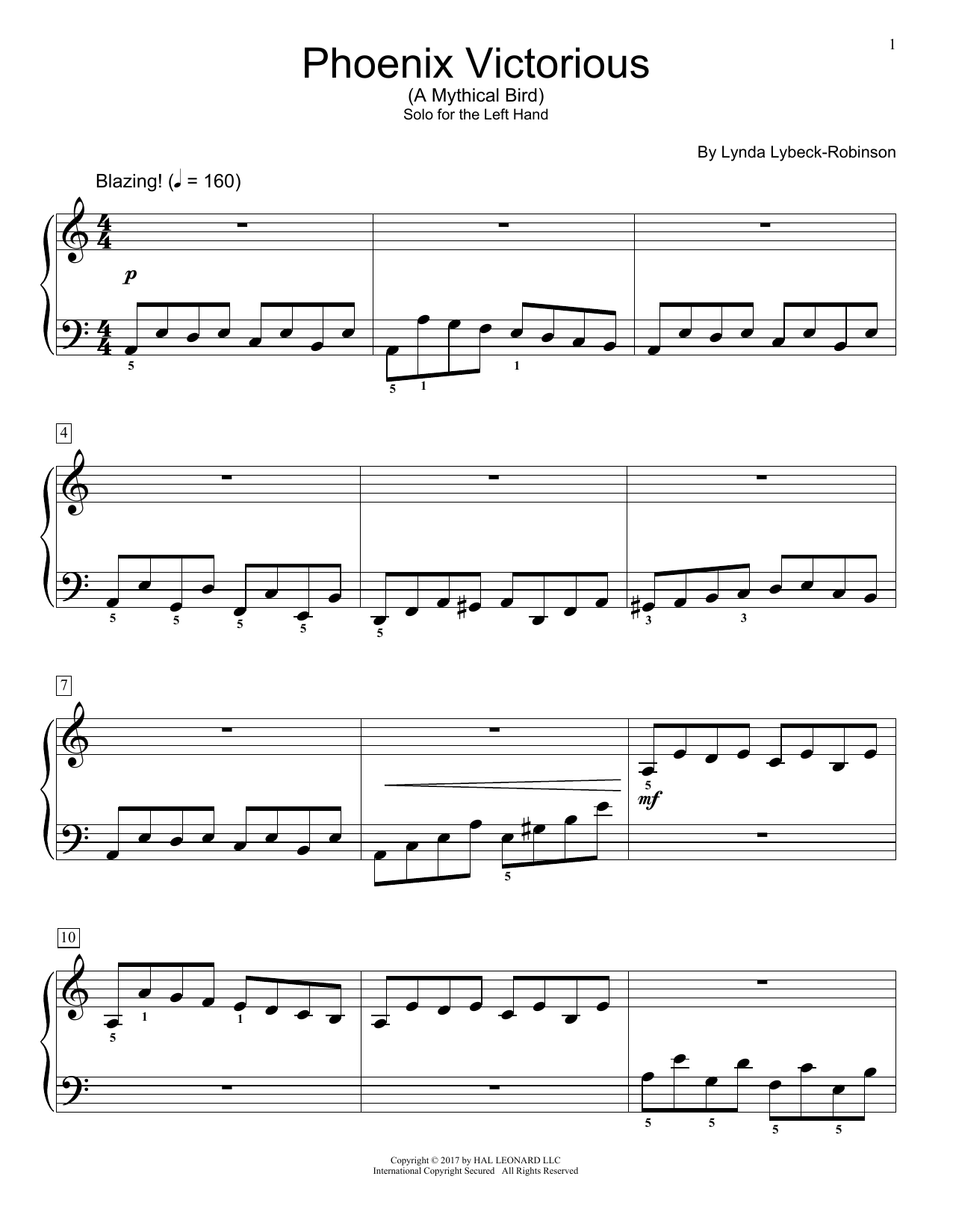 Lynda Lybeck-Robinson Phoenix Victorious sheet music notes and chords. Download Printable PDF.