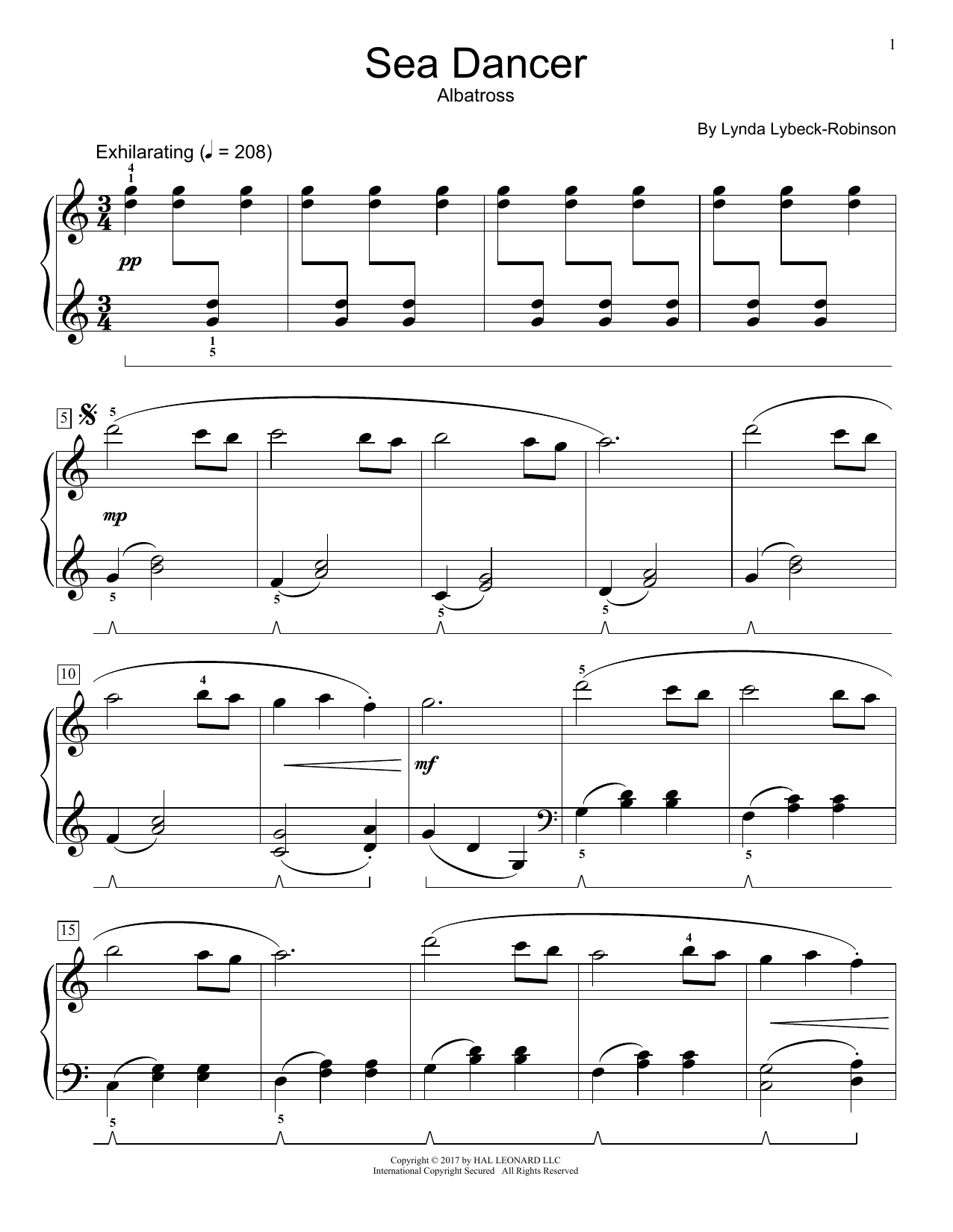 Lynda Lybeck-Robinson Sea Dancer sheet music notes and chords. Download Printable PDF.