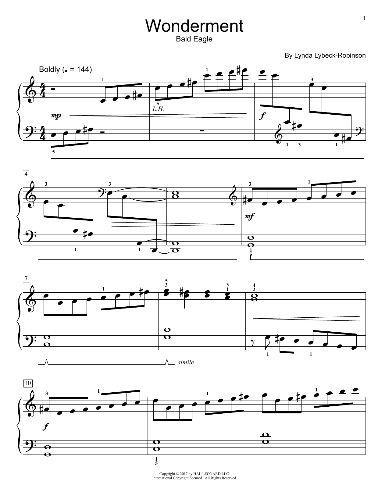 Lynda Lybeck-Robinson Wonderment sheet music notes and chords. Download Printable PDF.