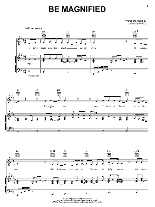 Lynn DeShazo Be Magnified sheet music notes and chords. Download Printable PDF.