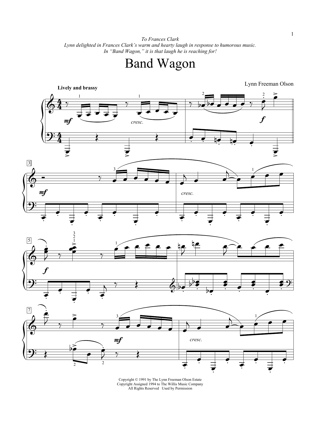 Lynn Freeman Olson Band Wagon sheet music notes and chords. Download Printable PDF.