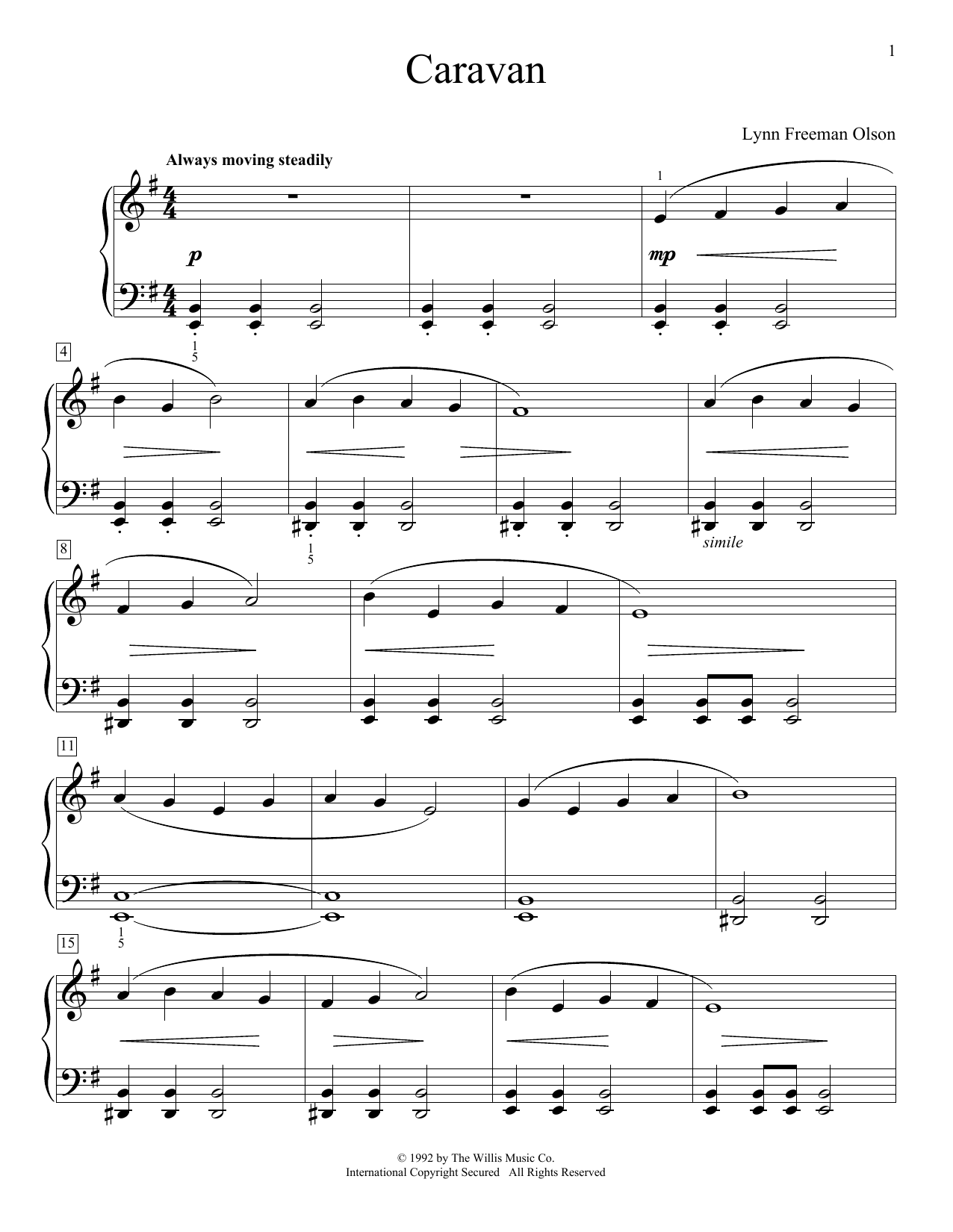 Learn to play Lynn Freeman Olson Caravan sheet music for Educational Piano in minutes. Lynn Freeman Olson Caravan sheet music notes and chords. Download Printable PDF.