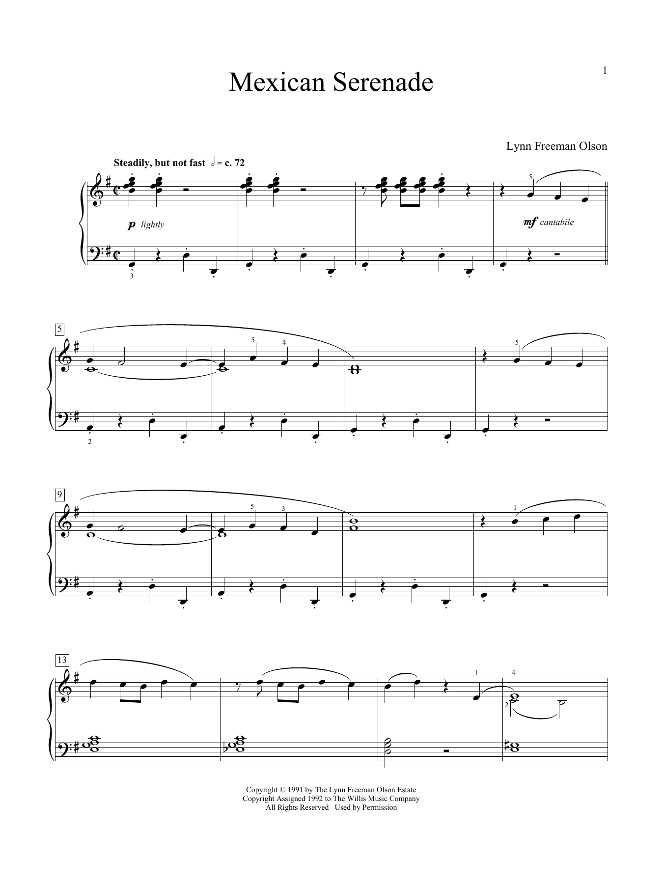 Lynn Freeman Olson Mexican Serenade sheet music notes and chords. Download Printable PDF.