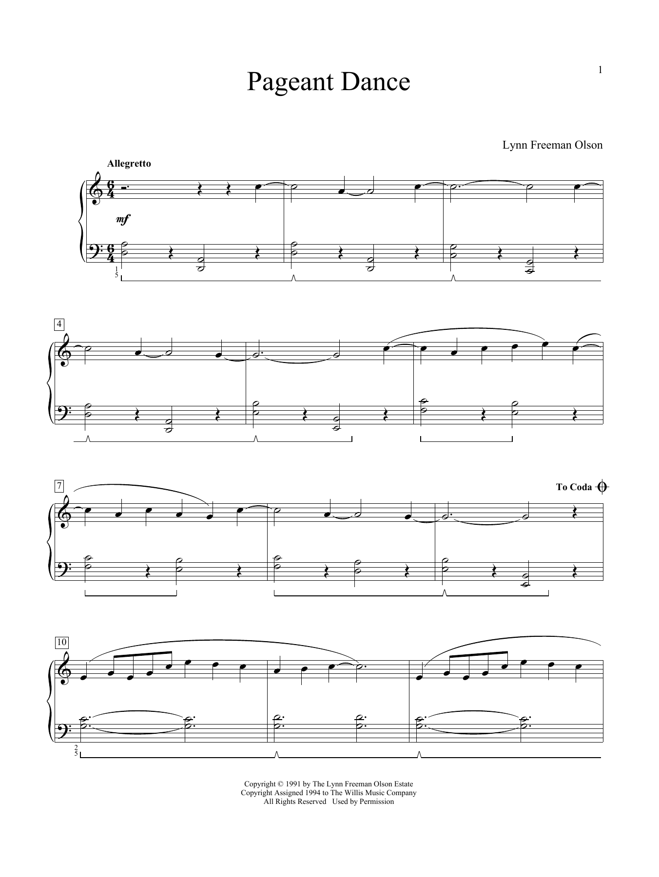 Lynn Freeman Olson Pageant Dance sheet music notes and chords. Download Printable PDF.