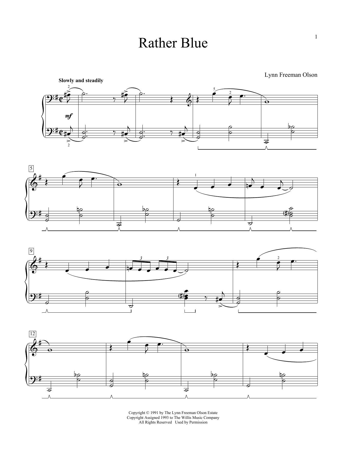 Lynn Freeman Olson Rather Blue sheet music notes and chords. Download Printable PDF.