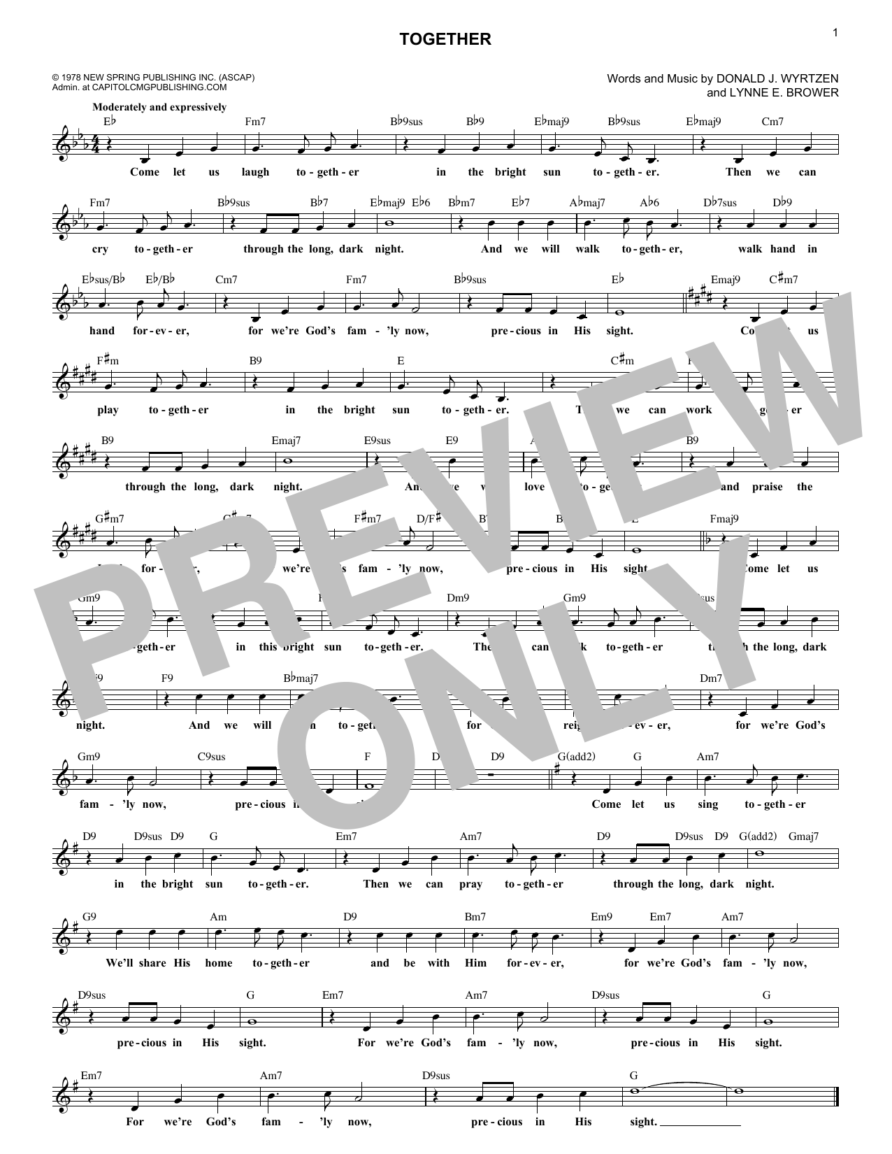 Lynne E. Brower Together sheet music notes and chords. Download Printable PDF.