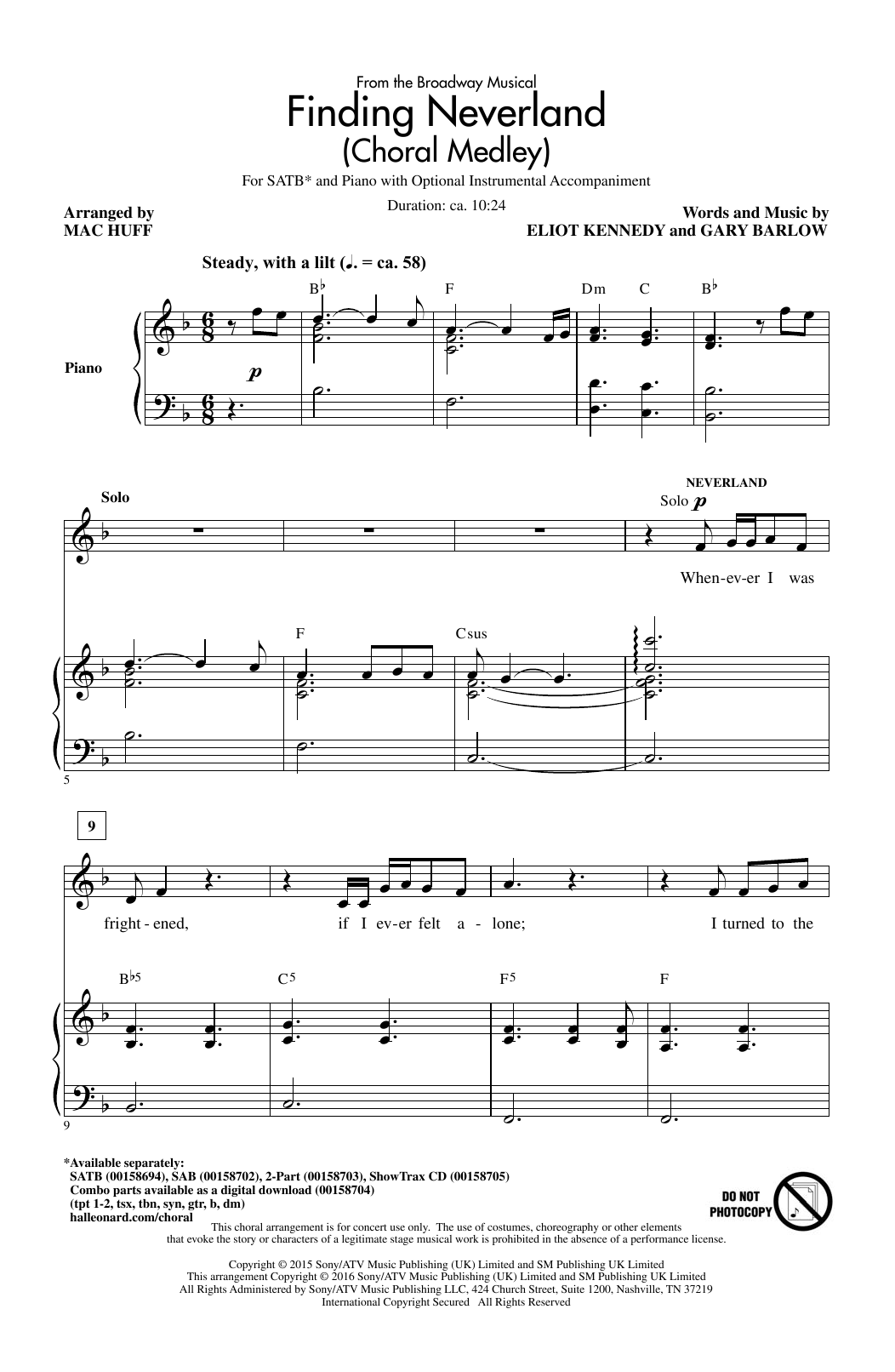 Gary Barlow & Eliot Kennedy Finding Neverland (Choral Medley) (arr. Mac Huff) sheet music notes and chords. Download Printable PDF.