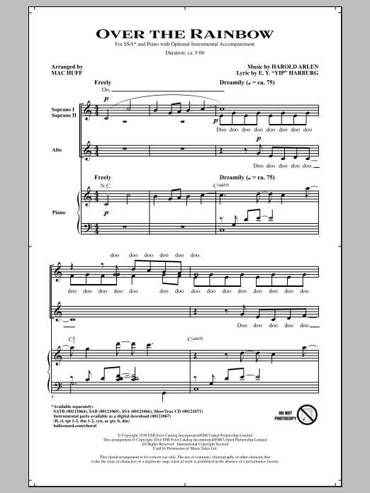 Harold Arlen Over The Rainbow (arr. Mac Huff) sheet music notes and chords. Download Printable PDF.