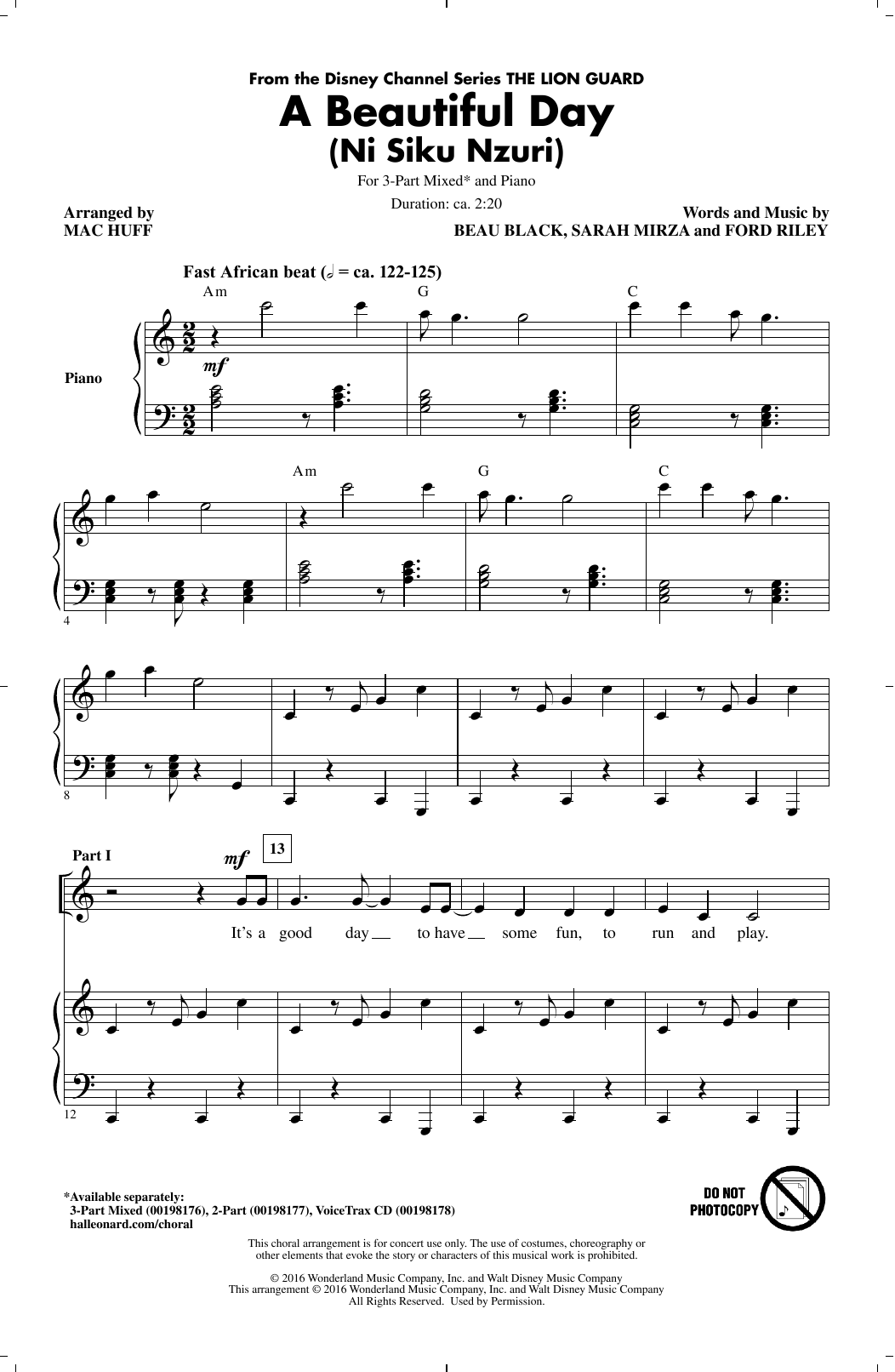 Mac Huff A Beautiful Day sheet music notes and chords. Download Printable PDF.