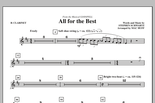 Learn to play Mac Huff All For The Best - Bb Clarinet sheet music for Choir Instrumental Pak in minutes. Price: 8.9900$ Mac Huff All For The Best - Bb Clarinet sheet music notes and chords arranged for Choir Instrumental Pak