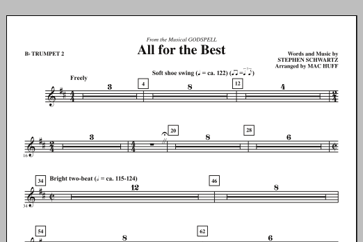 Learn to play Mac Huff All For The Best - Bb Trumpet 2 sheet music for Choir Instrumental Pak in minutes. Price: 8.9900$ Mac Huff All For The Best - Bb Trumpet 2 sheet music notes and chords arranged for Choir Instrumental Pak