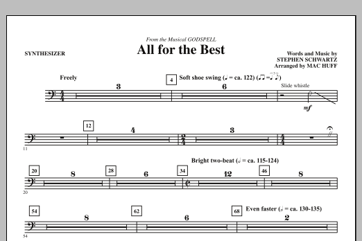Learn to play Mac Huff All For The Best - Synthesizer sheet music for Choir Instrumental Pak in minutes. Price: 8.9900$ Mac Huff All For The Best - Synthesizer sheet music notes and chords arranged for Choir Instrumental Pak