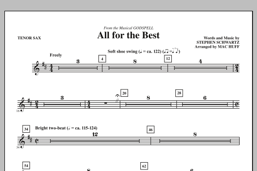 Learn to play Mac Huff All For The Best - Tenor Sax sheet music for Choir Instrumental Pak in minutes. Price: 8.9900$ Mac Huff All For The Best - Tenor Sax sheet music notes and chords arranged for Choir Instrumental Pak