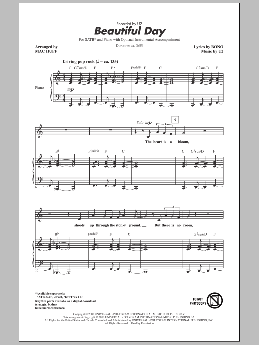 Mac Huff Beautiful Day sheet music notes and chords. Download Printable PDF.