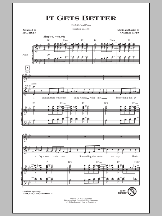 Mac Huff It Gets Better sheet music notes and chords. Download Printable PDF.