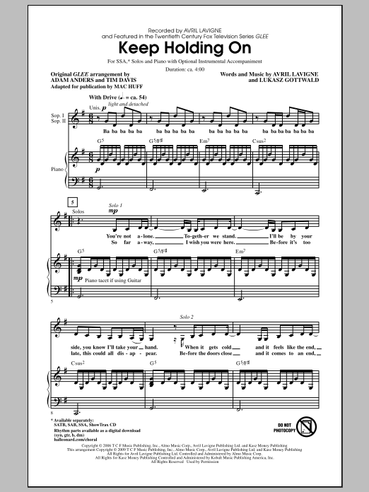 Mac Huff Keep Holding On sheet music notes and chords. Download Printable PDF.