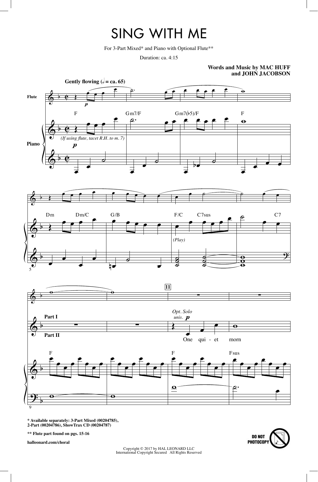 Mac Huff Sing With Me sheet music notes and chords. Download Printable PDF.