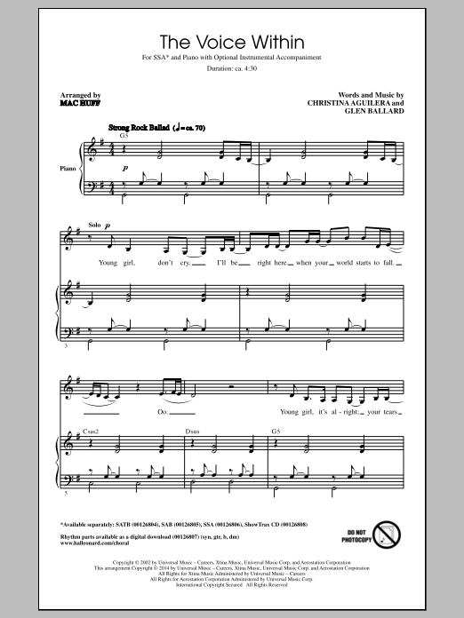 Mac Huff The Voice Within sheet music notes and chords. Download Printable PDF.