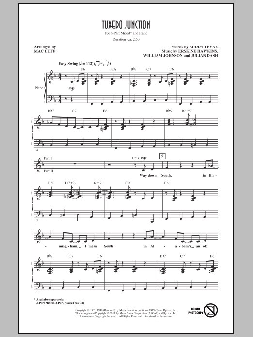 Mac Huff Tuxedo Junction sheet music notes and chords. Download Printable PDF.