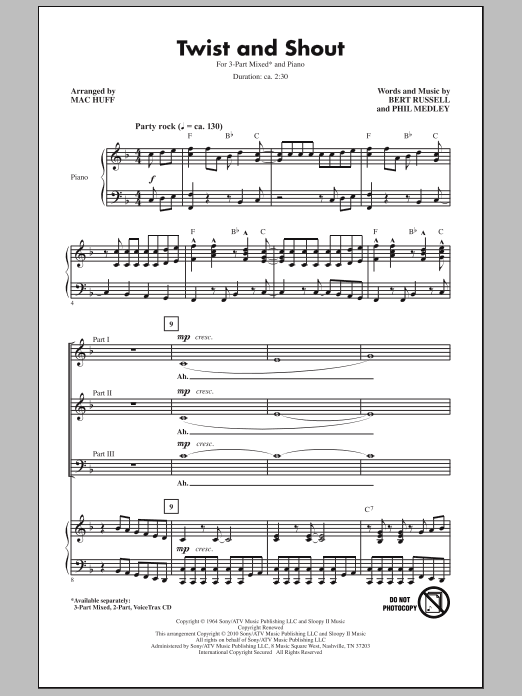 Mac Huff Twist And Shout sheet music notes and chords. Download Printable PDF.