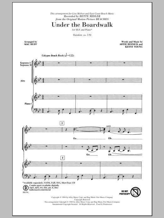 The Drifters Under The Boardwalk (arr. Mac Huff) sheet music notes and chords. Download Printable PDF.