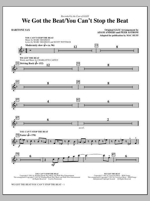 Mac Huff We Got The Beat You Can T Stop The Beat Baritone Sax Sheet Music Pdf Notes Chords Film Tv Score Choir Instrumental Pak Download Printable Sku