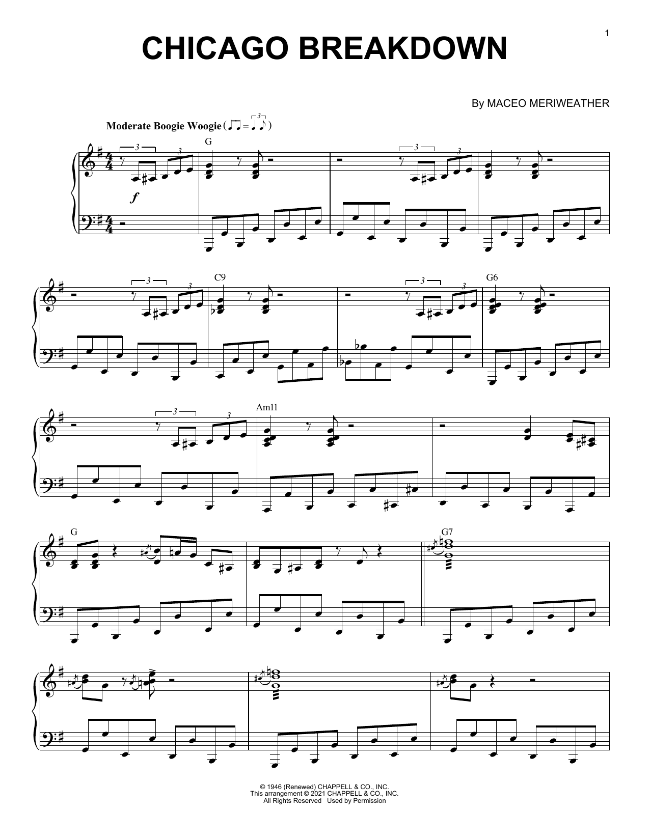 Learn to play Maceo Meriweather Chicago Breakdown (arr. Brent Edstrom) sheet music for Piano Solo in minutes. Price: 7.8900$ Maceo Meriweather Chicago Breakdown (arr. Brent Edstrom) sheet music notes and chords arranged for Piano Solo