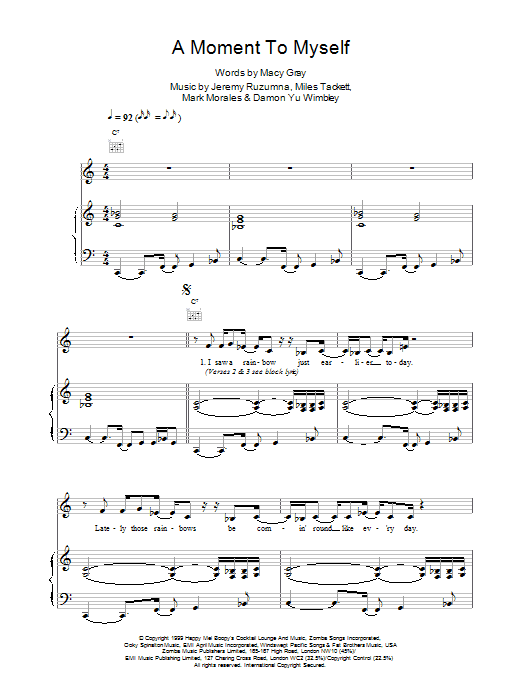 Macy Gray A Moment To Myself sheet music notes and chords. Download Printable PDF.
