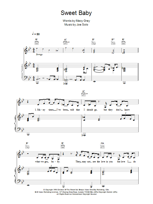 Macy Gray Sweet Baby sheet music notes and chords. Download Printable PDF.