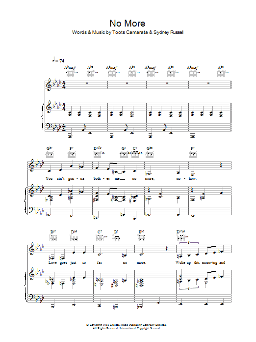 Madeleine Peyroux No More sheet music notes and chords. Download Printable PDF.