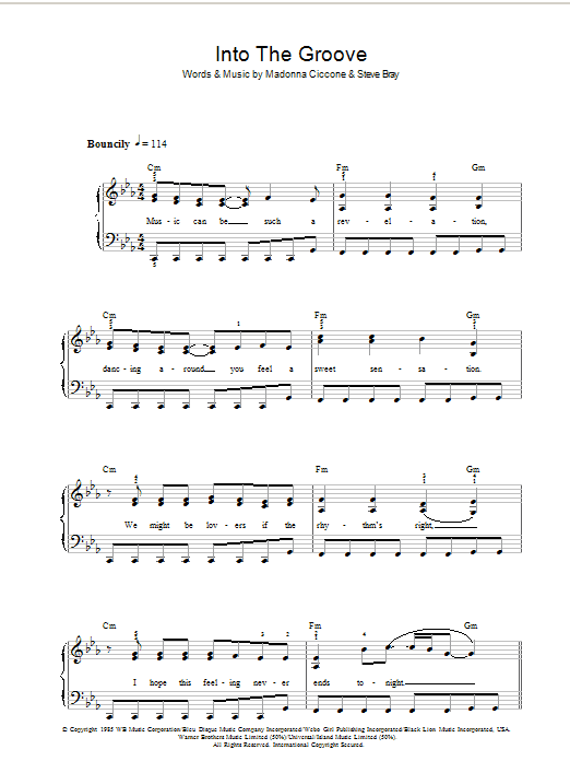 Madonna Into The Groove sheet music notes and chords. Download Printable PDF.